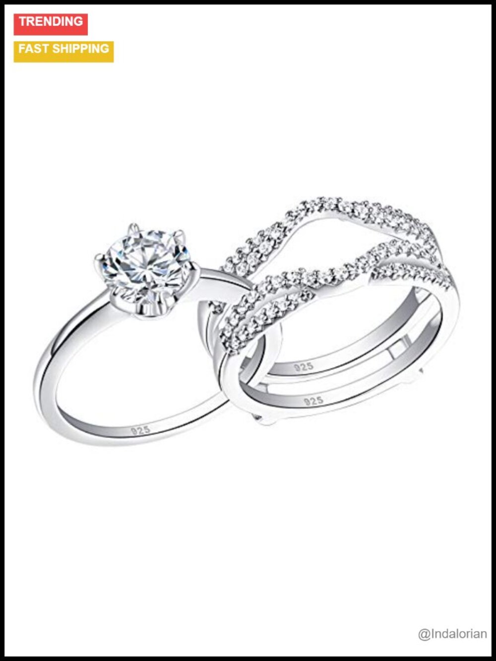 Sterling Silver Wedding Ring Enhancer Solitaire Engagement Ring Guar